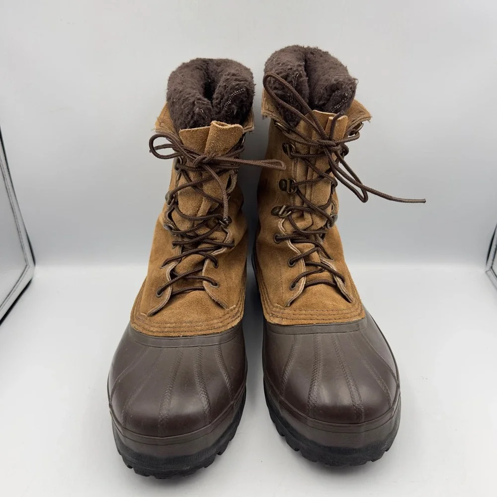 Sorel Kaufman Canada Winter Boots Brown Suede Duck Boots Vintage 9 Snow Rugged